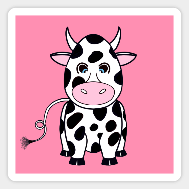 COW With Black Spots Cow Lover - Funny Cow Art Magnet by SartorisArt1